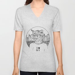 NY Cat V Neck T Shirt