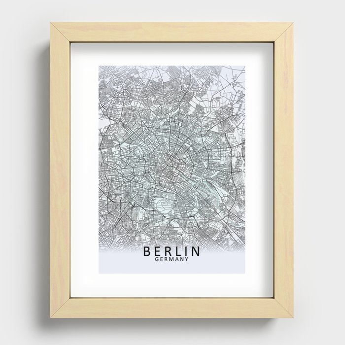 Berlin City Map Recessed Framed Print