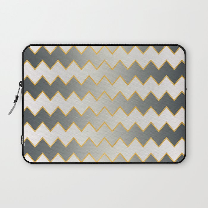 Silver Gold Modern Zig-Zag Line Collection Laptop Sleeve