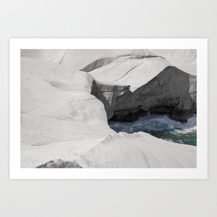 Sarakiniko Beach - Cliff / Milos island white rock beach / Greece Art Print