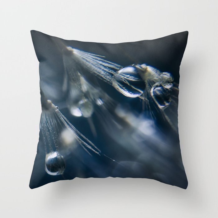 Dandelion with dew, Dark Throw Pillow