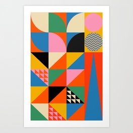 Geometric abstraction in colorful shapes   Art Print