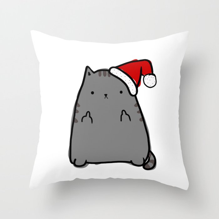 Christmas Cat Double Bird Throw Pillow