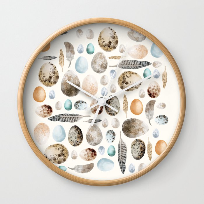 Birds Egg and Feather Collection Wall Clock