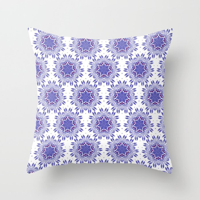 Delft Blue Tile Design Throw Pillow