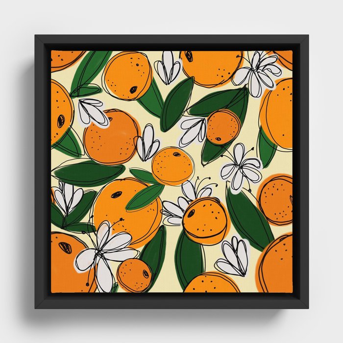 Oranges in Bloom Framed Canvas