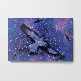 Galactic Crows on a Watercolor Night Sky Metal Print | Watercolor, Blackbirds, Watercolorgalaxy, Nightsky, Silhouette, Crows, Birds, Birdlife, Stylizedanimals, Ravens 