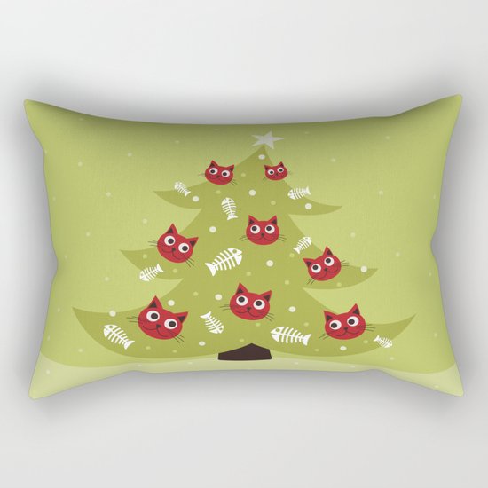 Cat Christmas Tree Rectangular Pillow