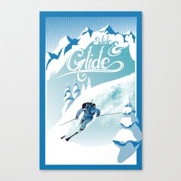 Slide and Glide modern retro ski poster Canvas Print