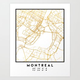 MONTREAL CANADA CITY STREET MAP ART Art Print