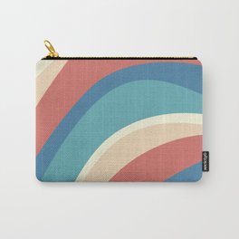 Funky Wavy Lines in Celadon Blue, Teal, Yellow, Peach and Salmon Pink Carry-All Pouch