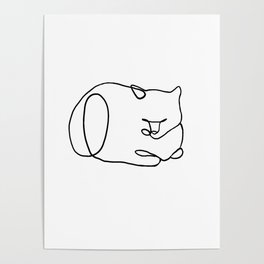One Line Cat Nap Loaf Poster