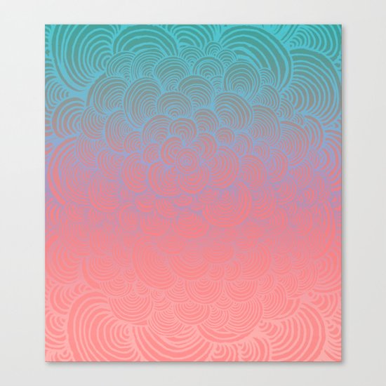 Ombre Clam Shells - Mint, Peach, Purple and Pink Canvas Print