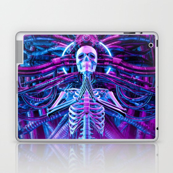 Gothic Harmony Science Fiction Cyberpunk Skeleton Meditation Laptop & iPad Skin