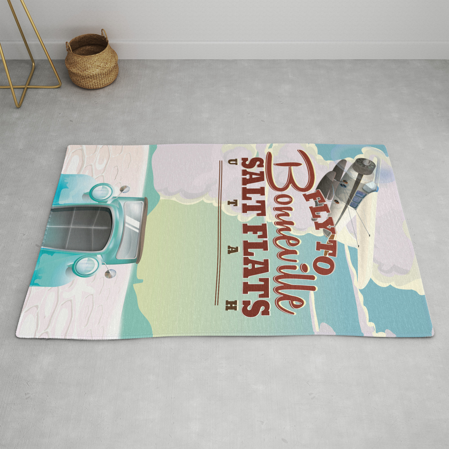Bonneville Salt Flat Utah Vintage Travel Poster Rug By Nicholasgreen Society6