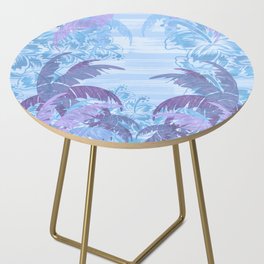 Polynesian Palm Trees And Hibiscus Blue Haze Abstract Side Table