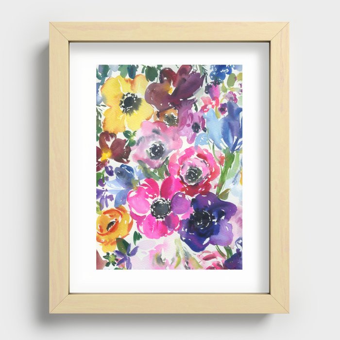 rainbow floral pattern N.o 5 Recessed Framed Print