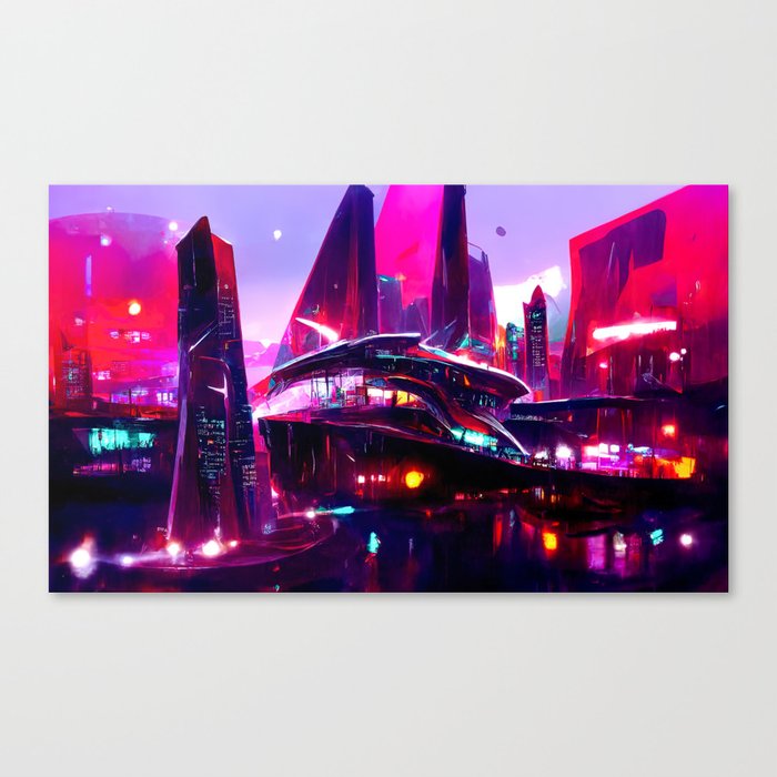 Postcards from the Future - Neon City Canvas Print