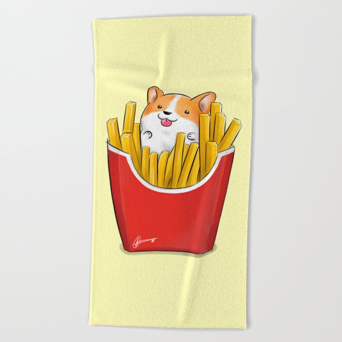 French Corgi Fries Beach Towel By Akiraj Society6 French Corgi Fries Beach Towel