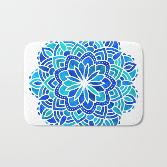 Mandala Iridescent Blue Green Bath Mat