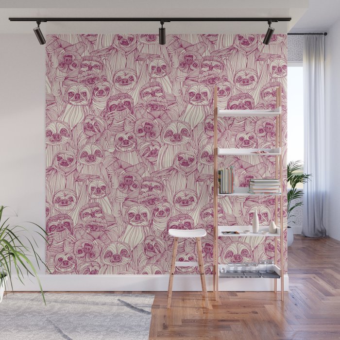 just sloths cherry pearl Wall Mural
