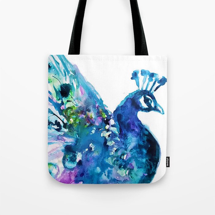 Pretty Peacock Tote Bag by Studio Emma Kaufmann Society6