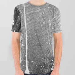 Abstract Black and White Grey Paint Metal Weathered Texture All Over Graphic Tee