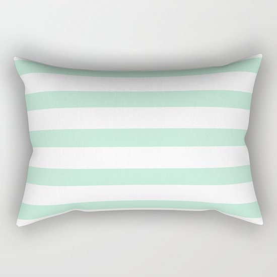 Maritime - Mint green and White stripes-horizontal Rectangular Pillow