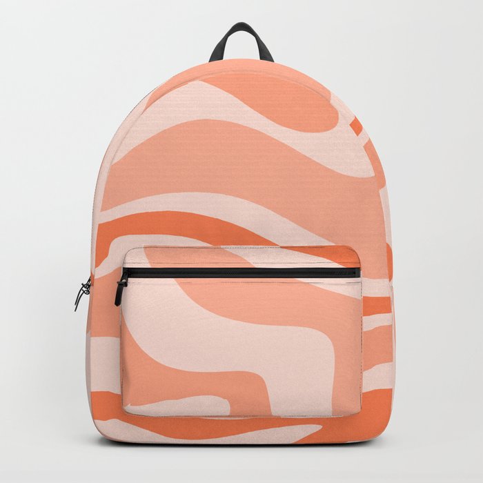 Modern Retro Liquid Swirl Abstract Pattern Salmon Orange Peach Blush Backpack