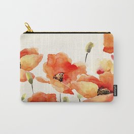 Poppy Flower Meadow- Floral Summer lllustration Carry-All Pouch