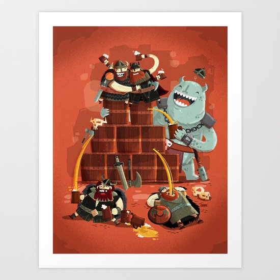 :::Drunk Vikings::: Art Print