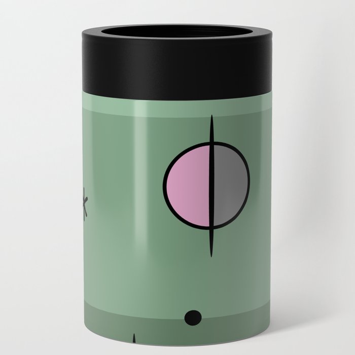 Retro Space Age Planets Stars Sage Green Can Cooler