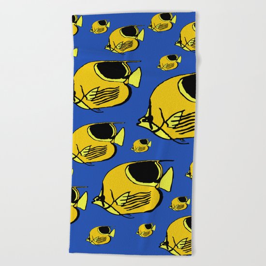 Yellow Sunfish Beach Towel
