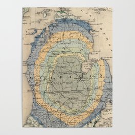 Vintage Michigan Geology Map (1873) Poster