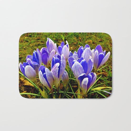 Blue Purple Crocuses Bath Mat