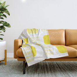 Mid-Century Modern Squares Lines Yellow Throw Blanket