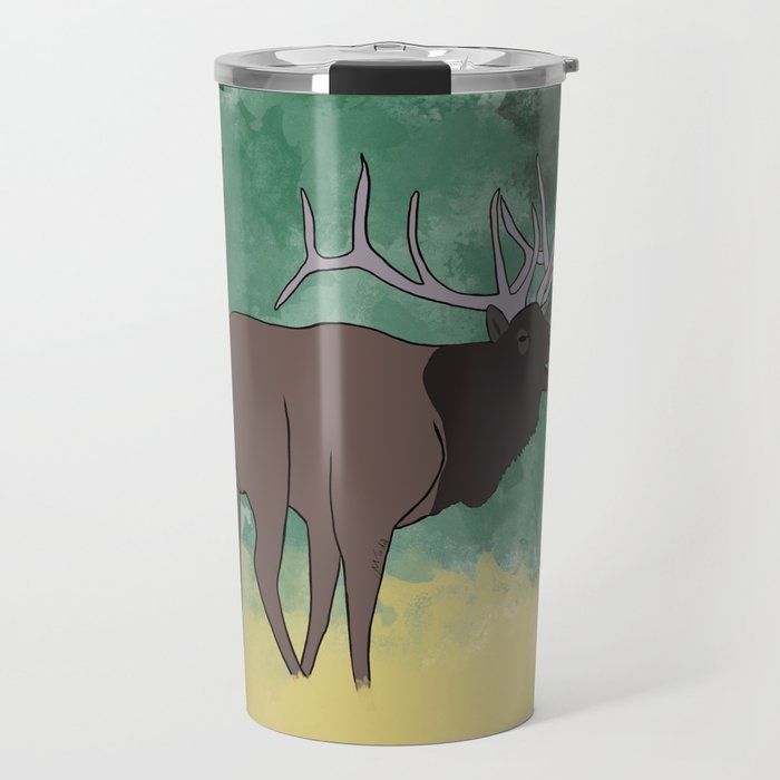 Bull Elk Bugling Travel Mug | Drawing, Digital, Elk, Bugle, Bugling, Elk-bugling, Watercolor, Digital-drawing, Wilderness, Hunting