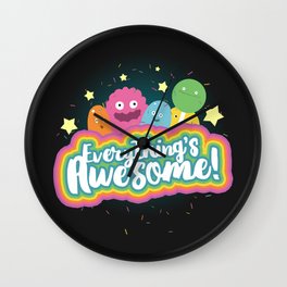 Everything's Awesome! Wall Clock | Fun, Sucker, Cute, Digital, Illustration, Lollipop, Drawing, Rainbow, Candy, Love 