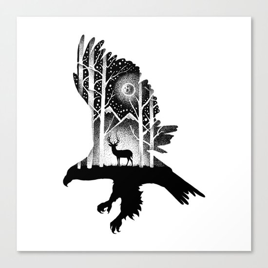 THE EAGLE AND THE DEER Canvas Print