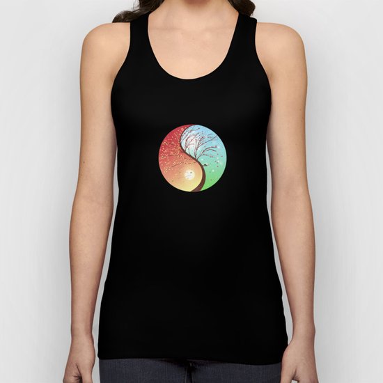 Yin-Yang Tree: Autumn-Spring Unisex Tank Top