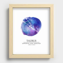 Taurus Watercolor Zodiac Constellation Recessed Framed Print