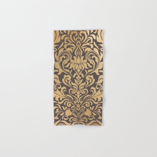 Gold swirls damask #9 Hand & Bath Towel