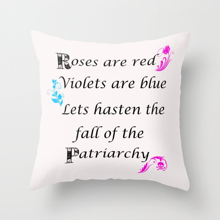Fall of the Patriarchy Poem with hidden Skull Throw Pillow