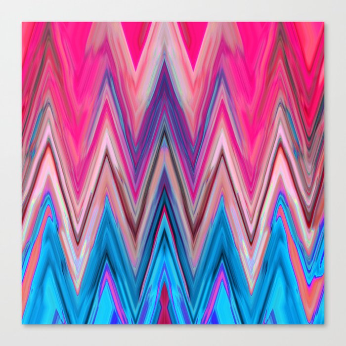Bright Pink Teal Ikat Chevron Aztec Patt   ern Canvas Print 