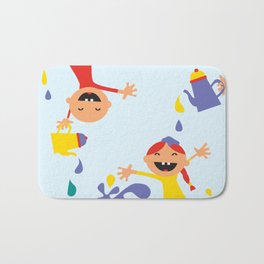 Kids pouring happiness Bath Mat