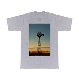 Sunset Windmill T Shirt | Geometric, Renewable, Sustainability, Photo, Traditional, American, Landscape, Western, Old, Energy 