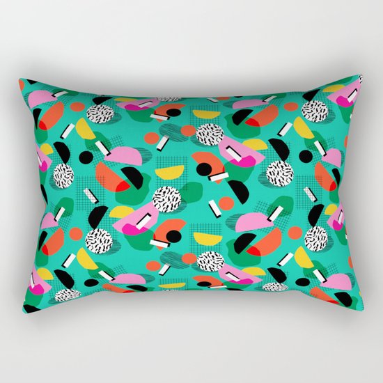 Flange - memphis inspired pop art retro throwback 1980s neon style art print decor hipster socal Rectangular Pillow