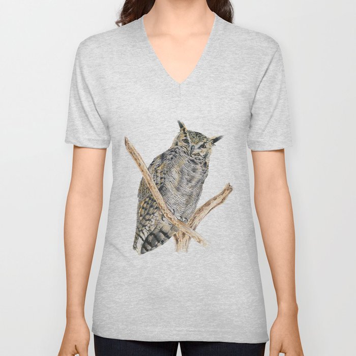 Tucu the Lesser Horned Owl V Neck T Shirt