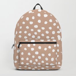 Dots - almond, muted, rust, earth tones, brown, muted, painted dots, painterly, minimal, simple pattern Backpack