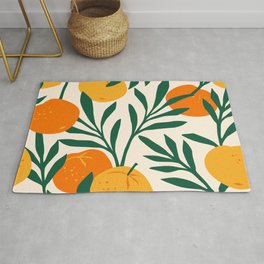 Vintage seamless pattern with mandarins. Trendy hand drawn textures. Modern abstract design Area & Throw Rug